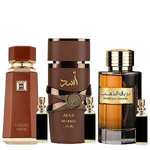 Combo Sedução Masculino - Bareeq + Asad Bourbon + Liquid Brun