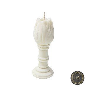 VELA DECORATIVA CASTIÇAL COM ROSA COM CERA COCO - 80 GRAMAS