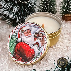 VELA  LATA NATAL AROMÁTICA  COM CERA  COCO - 90 GRAMAS