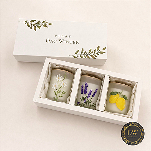 TRIO VELAS AROMÁTICAS PINTADAS À MÃO