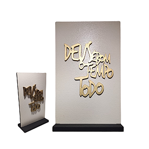 Plaquinha de MDF - Deus é bom o tempo todo DOURADO