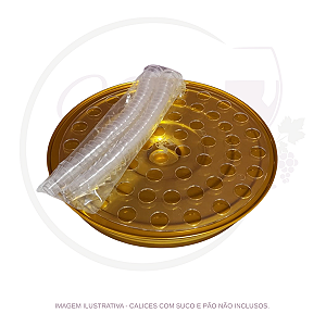 BANDEJA DE ALUMINIO DOURADA PARA SANTA CEIA - 56 CAVIDADES