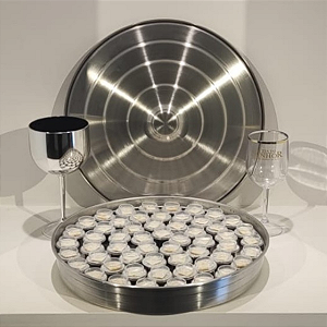 BANDEJA DE ALUMINIO PRATA PARA SANTA CEIA - 34 CAVIDADES