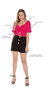 Blusa Cropped de Viscose Trabalhada Bright Girls