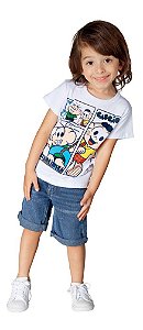 Camiseta Infantil Masculina Meia Malha Cascão By Gus