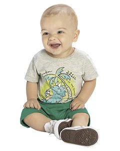 CONJUNTO INFANTIL MENINO CAMISETA ESTAMPADA E BERMUDA REIREX