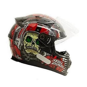 CAPACETE E0X SKULL 58 PRETO E VEMELHO