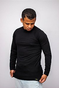 CAMISETA MANGA LONGA BÁSICA "AMERICAN" - Preta