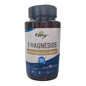 3 Magnésios - 30 doses - 60 cápsulas – Suplemento Completo para Saúde e Bem Estar | Kippys Natural