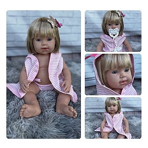 Bebê Reborn Realista Princesa Loira 100% Silicone + 19 Itens