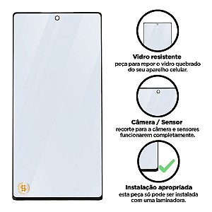 Vidro Galaxy Note 10 Plus - Preto Compatível com Samsung