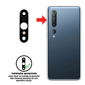 Lente Da Câmera Mi 10 - Preto Compatível com Xiaomi
