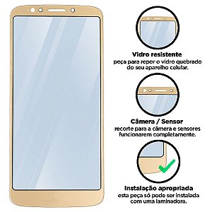 Vidro E5 - G6 Play - Dourado Compatível com Motorola