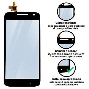 Touch Screen G4 Play Com Touch - Preto Compatível com Motorola
