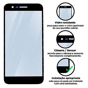 Vidro K10 2017 - Preto Compatível com LG
