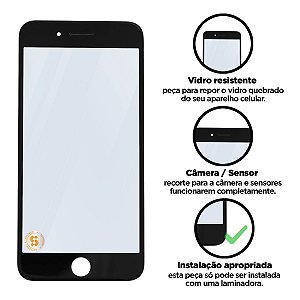 Tela de Vidro Iphone 7 Plus com Aro Compativel com Apple