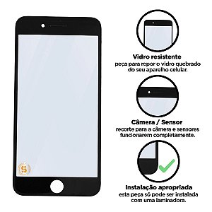Vidro iPhone 8G Plus Com Aro Cola Compatível com Apple