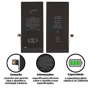 Bateria Iphone 8g Plus 2691mah Foxconn Caixa Branca Compatível com Apple