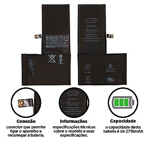 Bateria iPhone X 2716mah Foxconn Caixa Branca Compatível com Apple