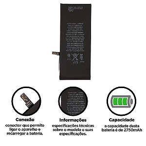 Bateria iPhone 6s Plus Ge-858 Foxconn Caixa Preta Compatível com Apple