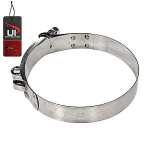 Abraçadeira 100% Inox tipo T / Tucho / T-Clamp para mangotes de 3-1/2" polegadas (D.I 97-105mm)