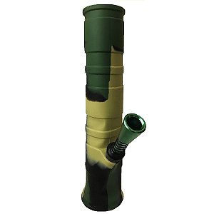 Bong Silicone Flexivel Com Bowl De Aluminio Camuflado