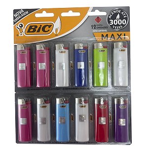 Isqueiro Bic Maxi Kit Com 12 Unidades