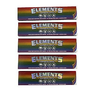 Kit Com 5 Livretos Seda Elements Rainbow King Size C/33 Folhas