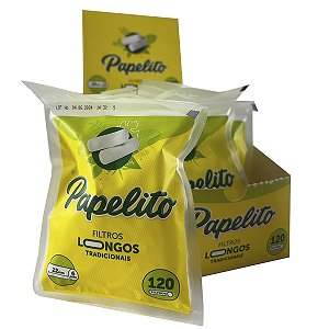 Caixa Filtro Papelito Branco Tradicional Longo 22mm 10 Bag C/ 120 Filtros