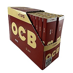 Caixa Seda OCB Rice King Size Slim + Tips - 32 Livretos