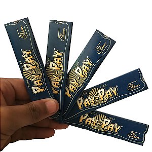 Kit 5 Livretos De Seda Pay Pay Slim Classica Azul King Size