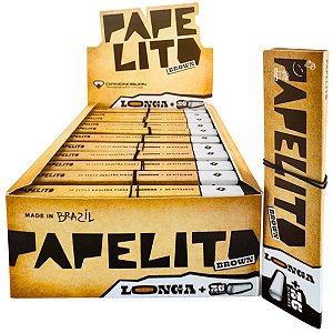 Caixa Seda com Piteira Papelito Brown Marrom Longa - 24 Livretos