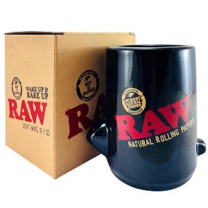 Caneca RAW Wake Up Preta Ceramica Com Saída 283 ML