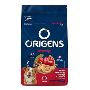 Biscoito Origens Cães Adultos Linhaça 400g Nutrição Saudável