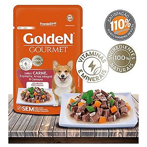 Sachê Golden Gourmet 85g Cão Adulto Porte Pequeno Carne