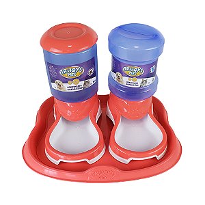 KIT AUTOMATICO TRUQYS BANDEJA + COMEDOURO + BEBEDOURO CORAL