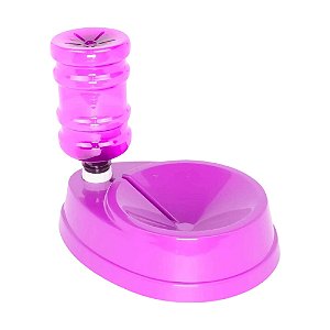 Bebedouro Pelo Longo para Cães Gatos com Garrafa 500ml Rosa