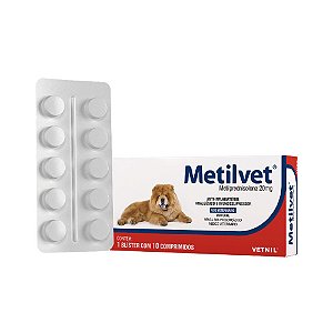 Anti-inflamatório Pet 10 Comprimidos Metilvet 20mg Vetnil