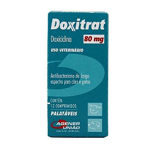 Doxitrat 80mg 12 Comprimidos Antibacteriano para Saúde Pet
