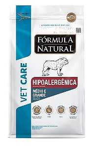 RAÇÃO FÓRMULA NATURAL VET CARE HIPOALERGÊNICA CÃO MÉDIO E GRANDE