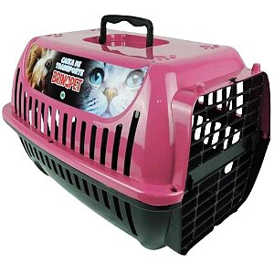 Caixa de Transporte para Pets Nº 1 Rosa com Porta Gradeada