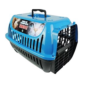 Caixa de Transporte BrinqPet para Pets Nº 1  Preto e Azul