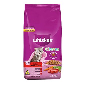 Ração Whiskas para Gatos Filhotes Sabor Carne e Leite 2,7kg