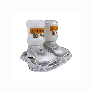 Kit Automático Bandeja com Comedouro e Bebedouro Marmore Carrara
