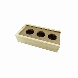 Comedouro Madeira 3 Furos para Aves