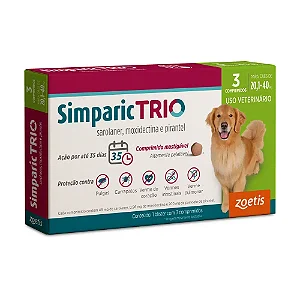 Antipulgas Simparic Trio 48mg (20,1/40kg) c/ 3 comprimidos