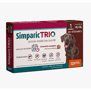 Antipulgas Simparic Trio 72mg (40,1/60kg) c/ 1 comprimido