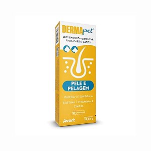 Suplemento Dermapet Cápsulas para Saúde da Pele de Cães e Gatos 30 Unidades