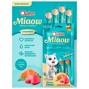 Sachê Quatree Miaow Atum e Salmão para Gatos 56g