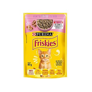 Sachê Friskies para Gatos Filhotes Sabor Carne ao Molho 85g